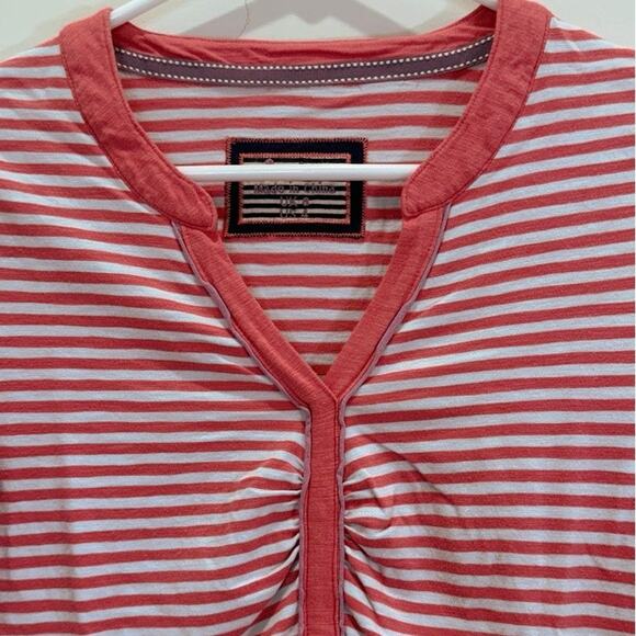 Boden V-Neck Top Size 4 Pink White Striped Cotton - Picture 2 of 12